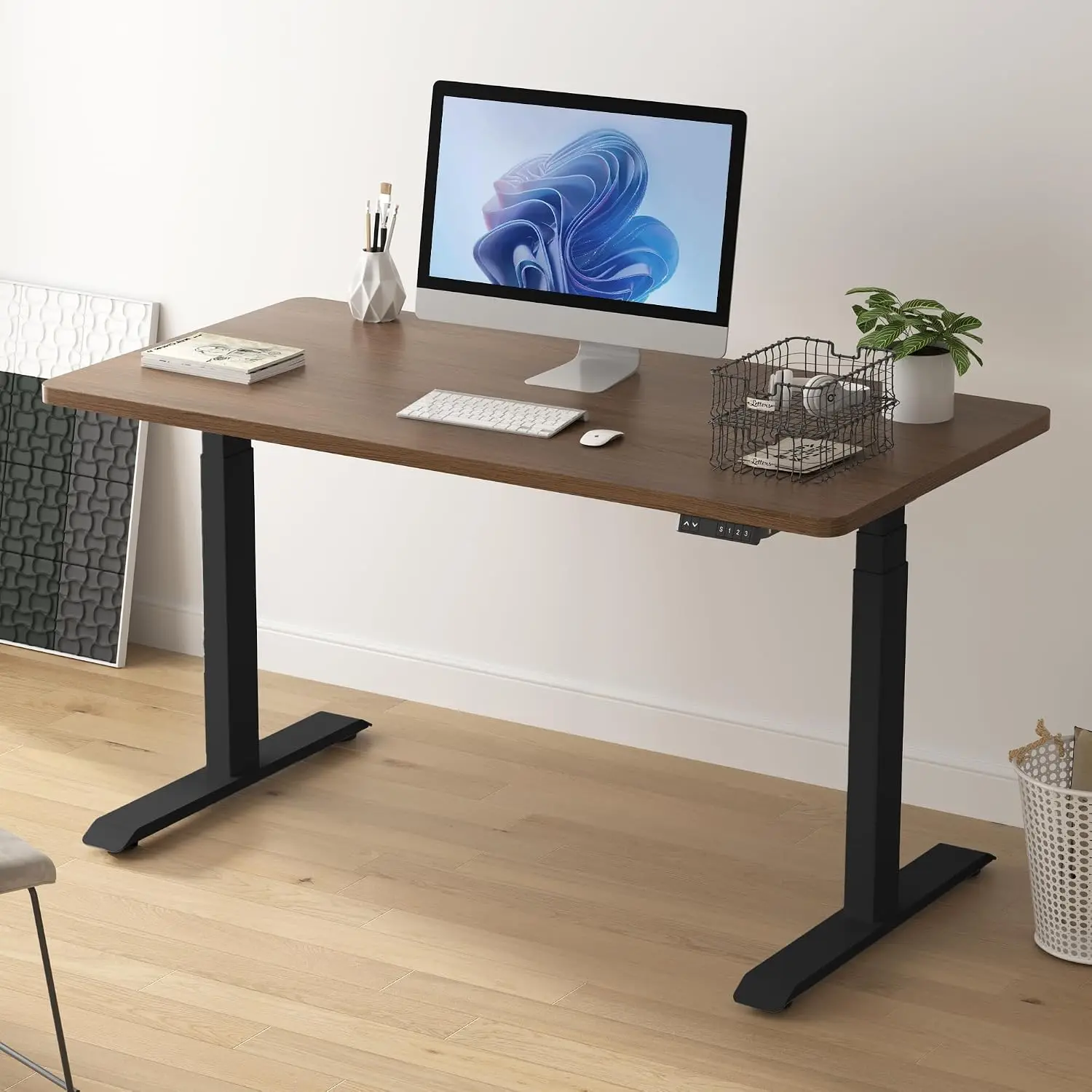 Dual Motor Standing Desk Frame 3 Tier Legs Height Adjustable Handset USB A C Ports Sit Stand Desk Base Home Office Black