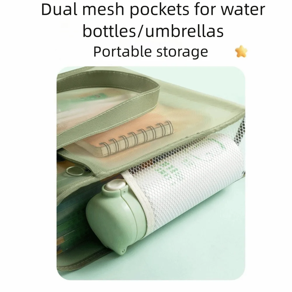 Сетчатая сумка для рук из утолщенного материала, большая вместительная сетчатая сумка для хранения учебников, портативная ручка, двухслойная