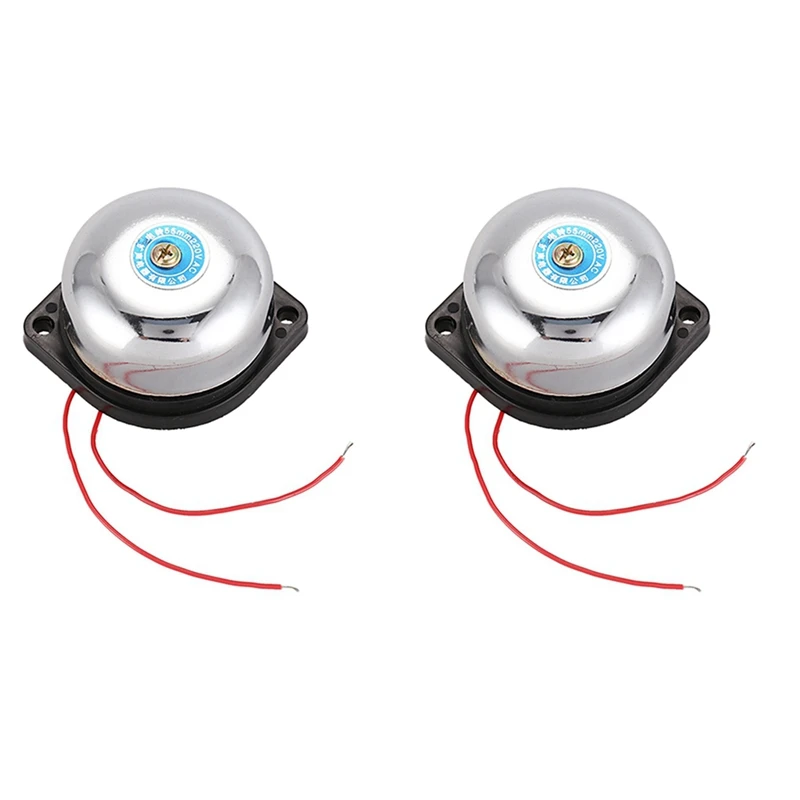 2Pcs 55Mm Diameter Fire Alarm Electric Gong Bell AC 220V