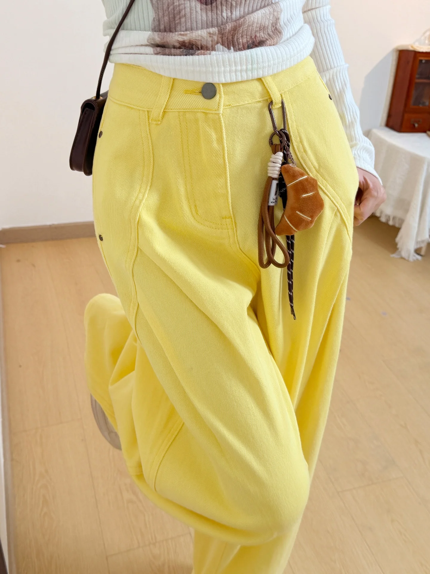 American Design Wide Leg Yellow Jeans Women Loose Slim Straight Casual High Waist Spring Summer New Style Comfortable Denim P... - view 2