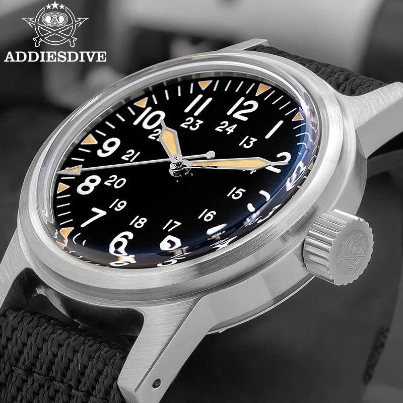

ADDIESDIVE AD2088 NH35 Automatic Mechanical Watches Vintage Men's Watch 36mm Stainless 20Bar Waterproof C3 Luminous Sports Watch