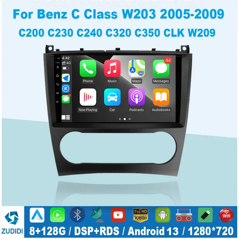 

AI Voice 2 din Android Auto Carplay Car Radio for Mercedes Benz C Class W203 2005-2009 C200 C230 C240 C320 C350 CLK W209 GPS