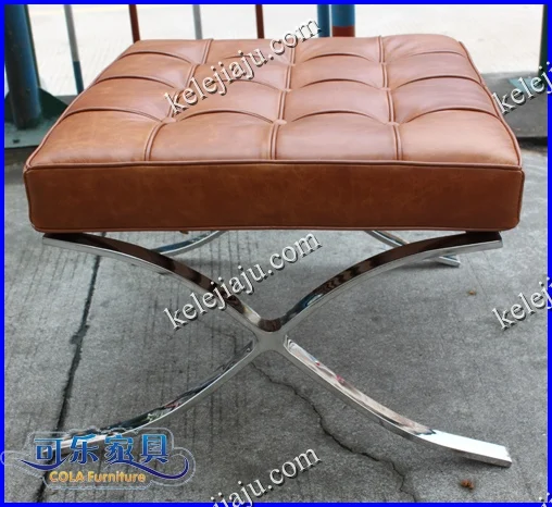 CL3001 Wax Leather Footstool Shoe Change Stool Barcelona Chair Pedal