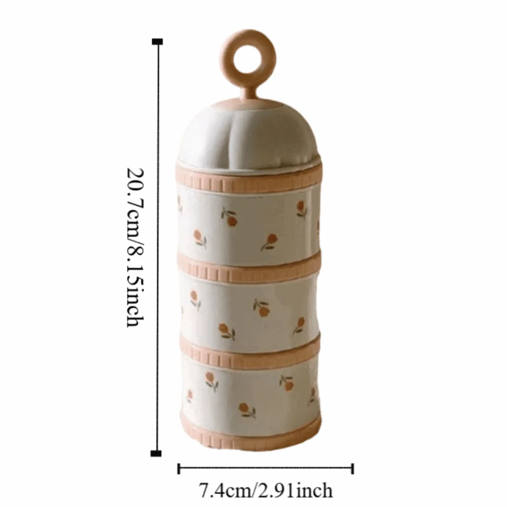 Picture 7: Cute Shape 3 Layers Baby Milk Powder Box Tulip Compartment Kids Snack Container Cartoon Bear Stackable Infant Food Tank Room