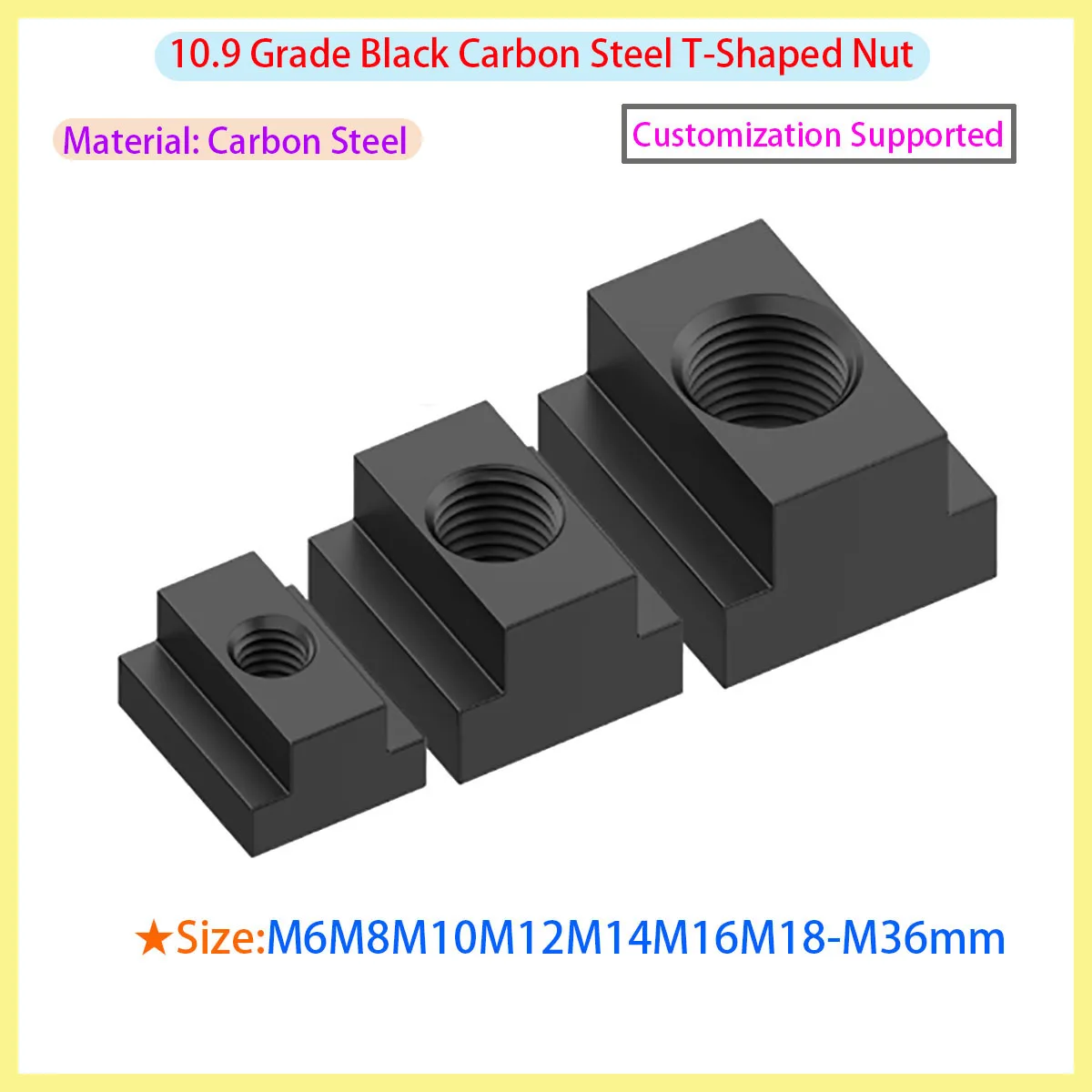 

10.9 Grade Black Oxidation Treated Carbon Steel Groove T-shaped Nut M6 M8 M10 M12 M14 M16 M18 M20
