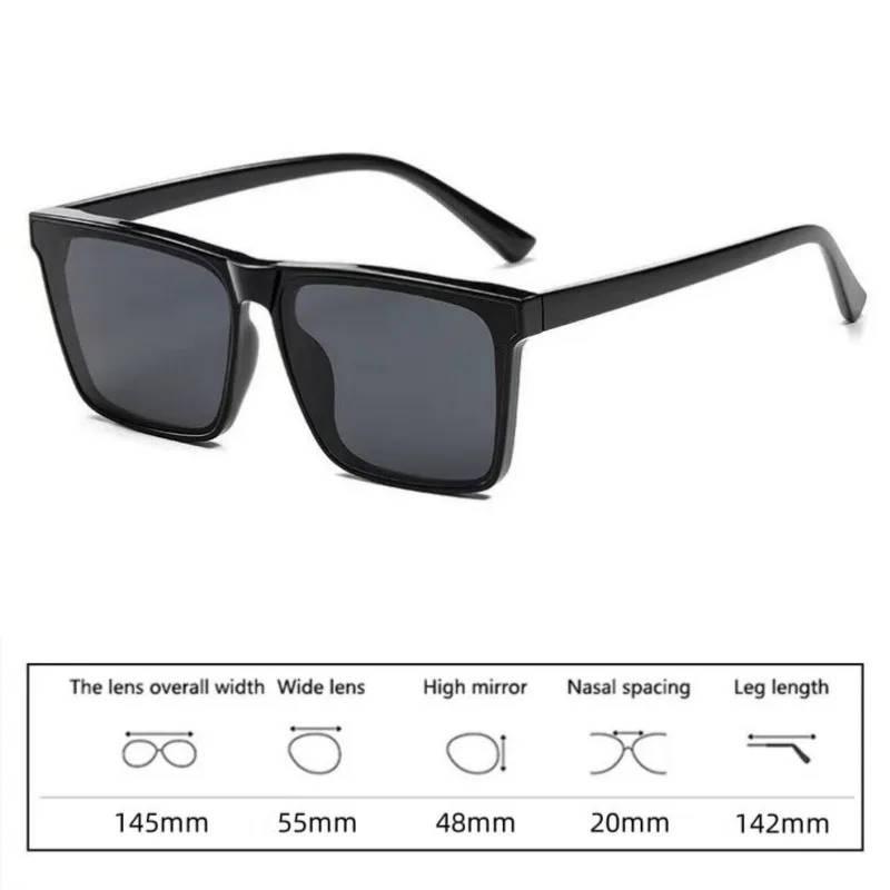 Retro Big Square Frame Sunglasses Women Brand Designer Black Cool Men Sun Glasses UV400 Shades Protection Eyeglasses Goggles