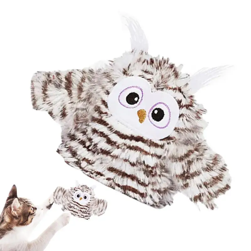 Bird Cat Toys For Indoor Cats Chirping Owl Cat Toy Auto Beating Wings Machine Washable Chirp Tweet Owl Cat Toy With Catnip