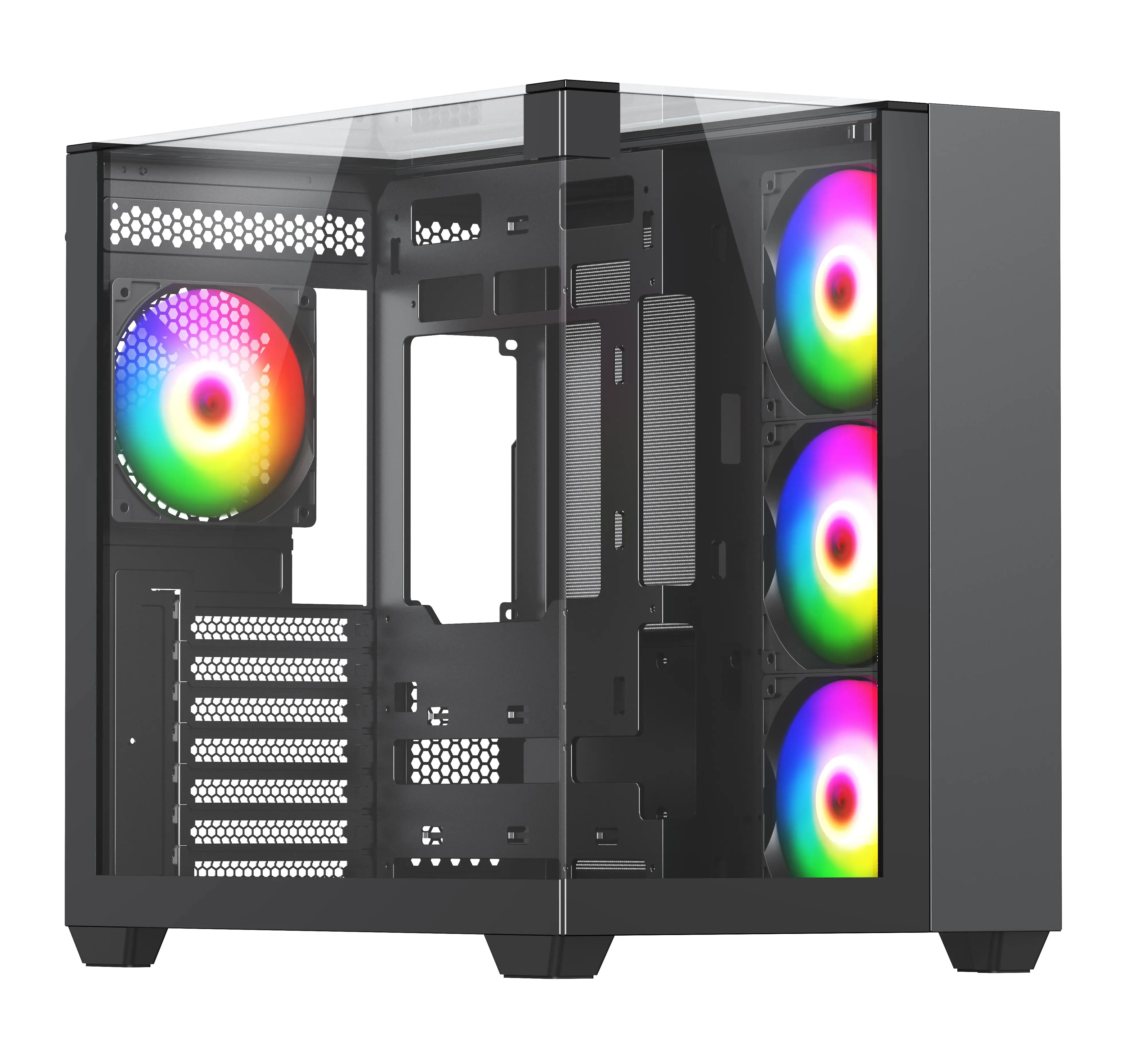

2025 hot sale Factory Hot Computer PC case ATX Three-sides Tempered Glass Type-C and HD Audio Computer Desktop case
