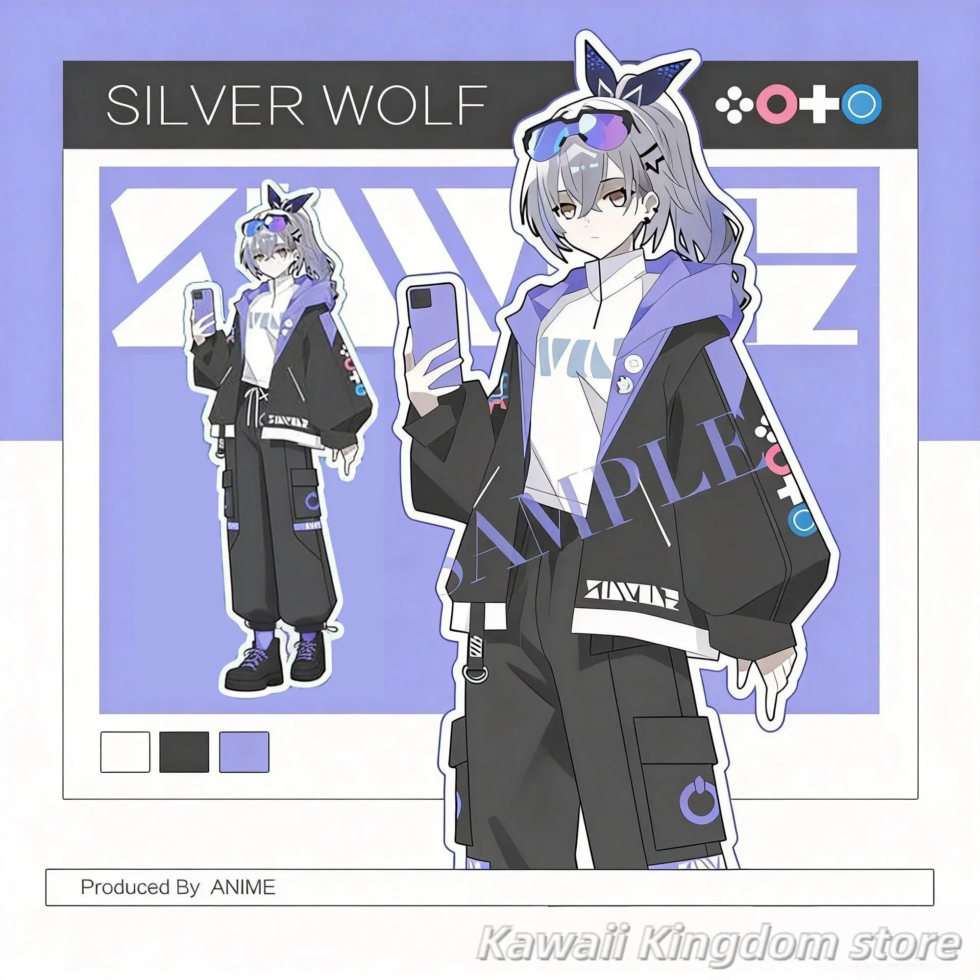 

Костюм для косплея Silver Wolf Honkai: Star Rail: Унисекс куртка с длинными рукавами, худи на молнии, брюки, толстовка с капюшоном, топ