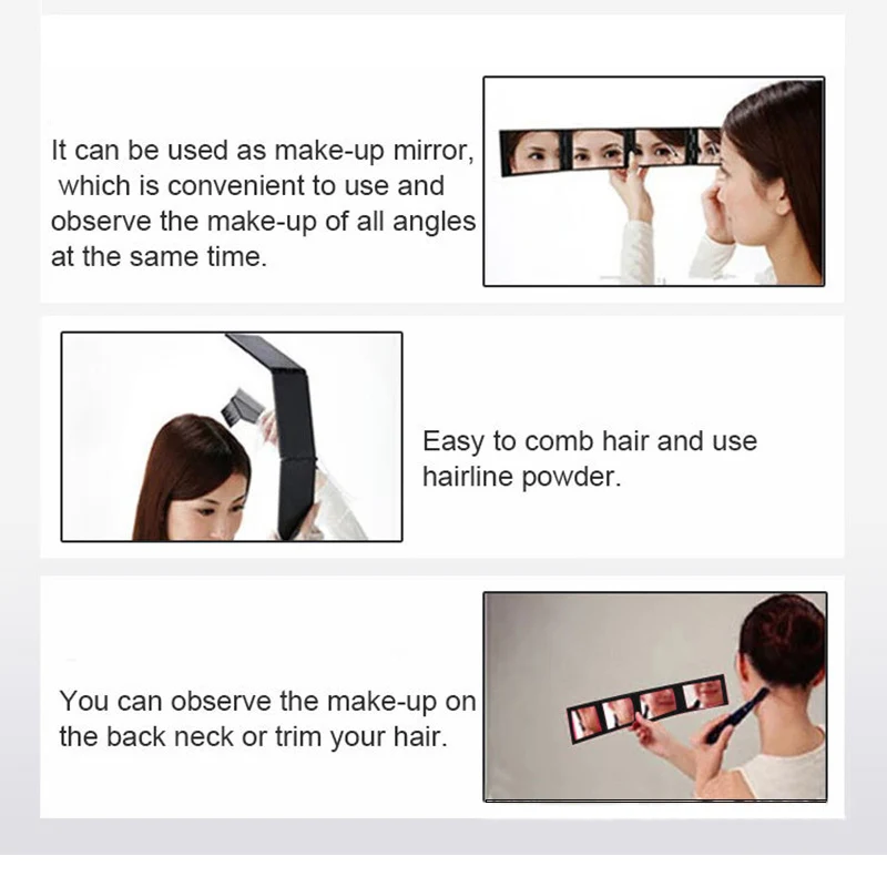 Foldable Mirror 360 No Dead Angle Mini Hair Folding Portable Makeup Mirror