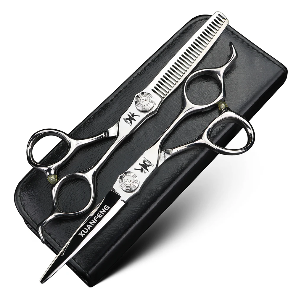 XUANFENG 6 inch Bagua Hair Scissors 440C Steel Barber Cutting Scissors and Thinning Scissors