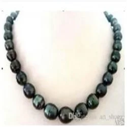 NATURAL 8X9MM TAHITIAN RICE BLACK PEARL NECKLACE