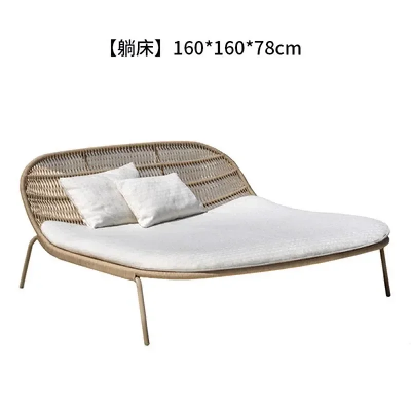 Outdoor Lounging Courtyard Swimming Pool Rattan Lazy Bed Designer Sun Room Beach Bed Balcony Garden Lounger