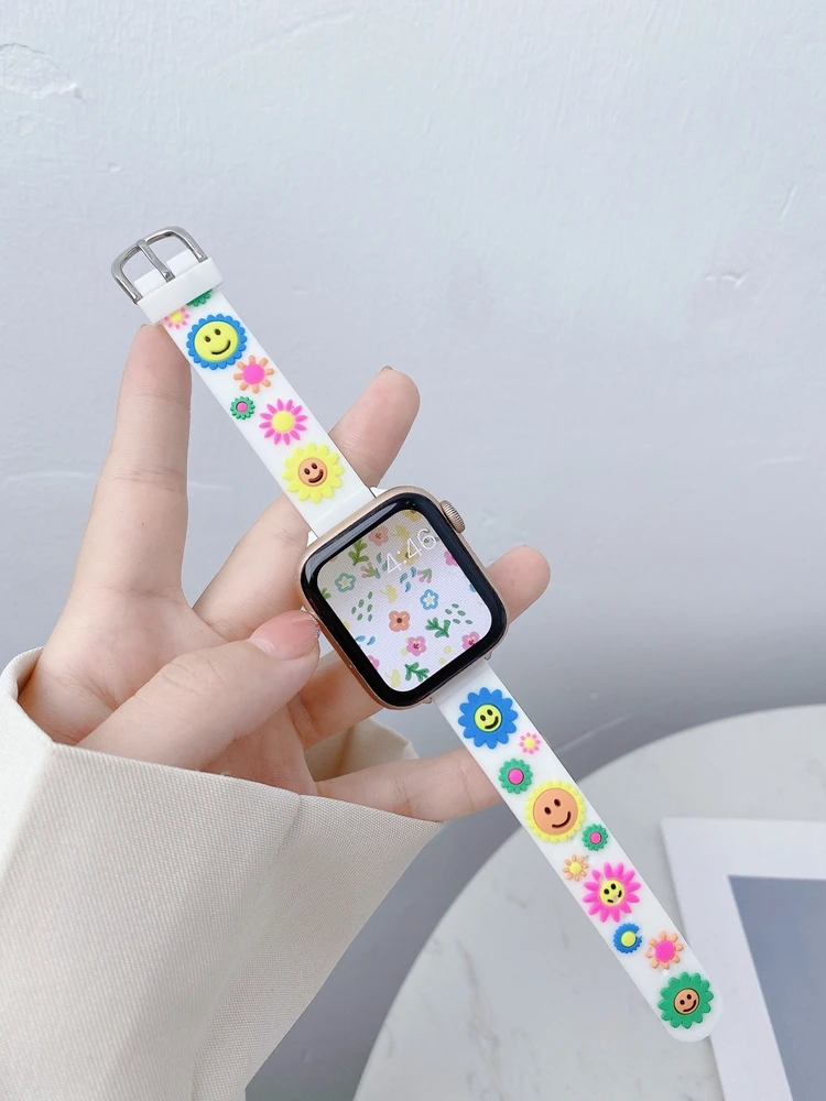 Popular Silicone Strap for Apple Watch Band Ultra 49mm SE7 40/44mm 41/45mm for iWatch 38mm 42mm 6 5 4 3 2 Love Shape Correa Belt