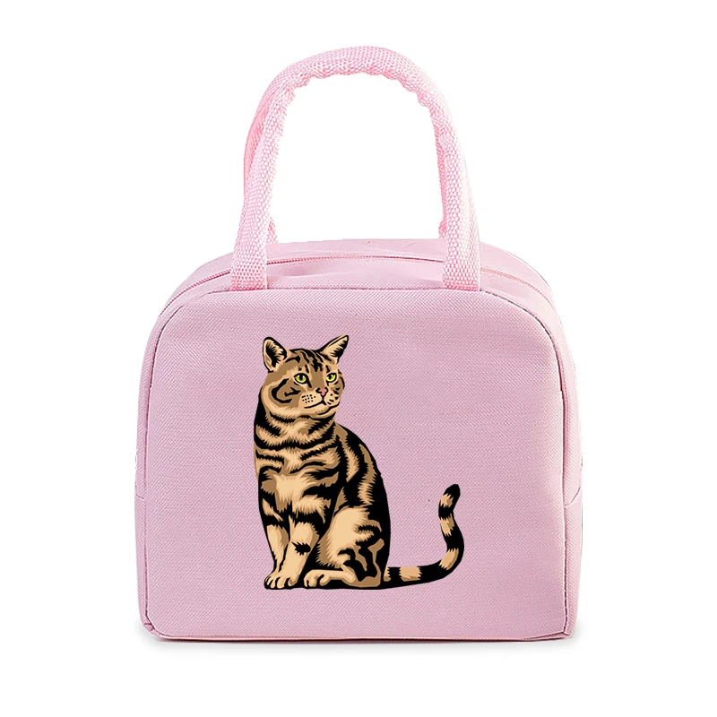 Funny 3D Cats Portable Lunch Bag Durable Office Women Men Thermal Box Cartoon Lunch Handbags Cooler Insulated Food Lunch Bags