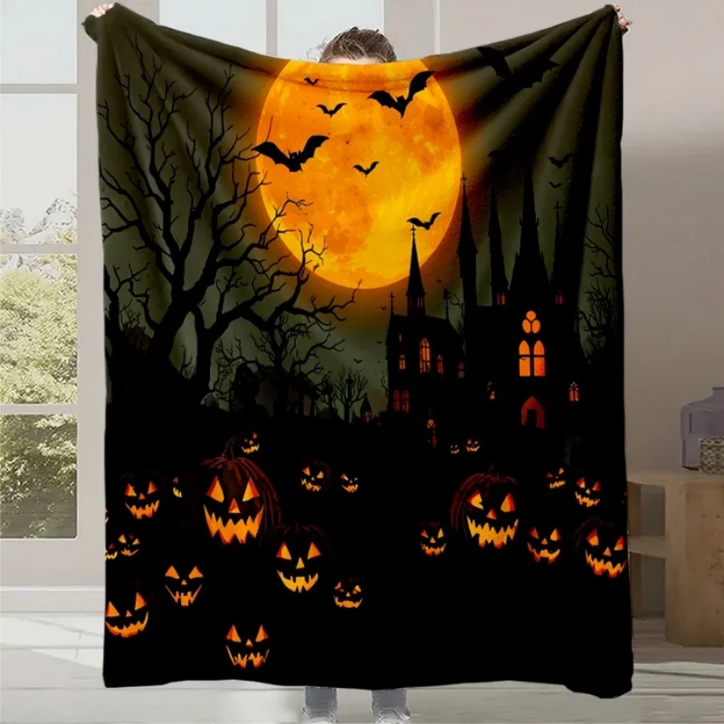 

Printed Office Leisure Nap Sofa Blanket Digital Cartoon Cute Printed Flannel Blanket Halloween Gift Blanket