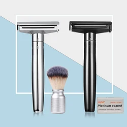 Whityle Adjustable Safety Razor Double Edge Shaving Razor With Auxiliary Rolling Wheel For Man 5 PCS Blades Inside