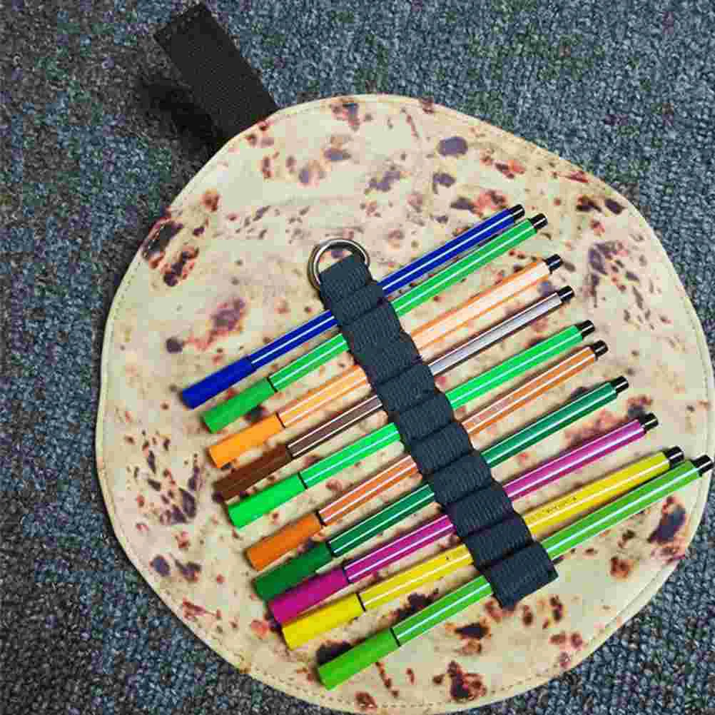 

2 Pcs Pen Holders Rolling Case Pencil Small Big Pouch Large Bag Tortilla Canvas Pouches