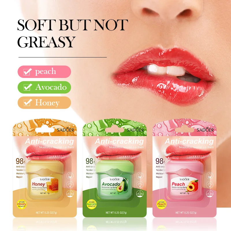 

SADOER Fruit Lip Balm Set Moisturizing Lip Plumper Anti Wrinkle Nourishing Lip Cream for Dry Lips Natural Fruit Flavors Lip Care