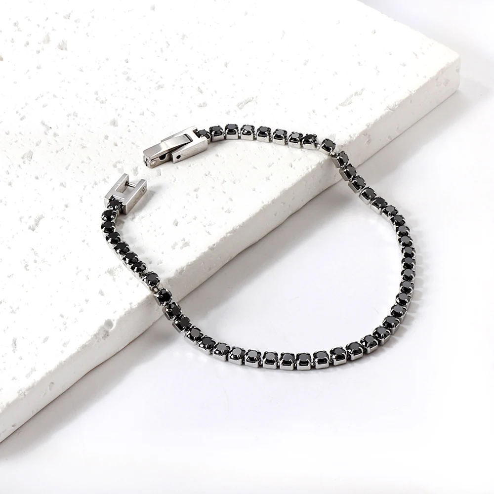 LUXUSTEEL Luxury Full of Rhinestones Stainless Steel Bracelets For Women Sparkling Crystal CZ Tennis Bracelet Fashion Jewelry