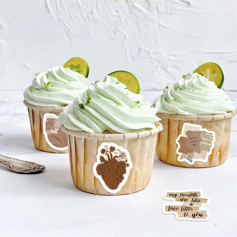 100PCS Vintage Mixed Sticky Paper Labels Thank You Sticker DIY Sealing Decoration Scrapbooking Hand Accounting Supplies