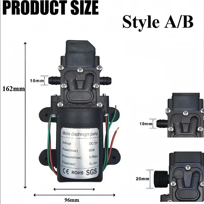 

Новый самовсасывающий распылительный насос 60 Вт, 12 В постоянного тока, увеличение давления, обратный мембранный насос, мембранный насос под давлением, эффективная работа