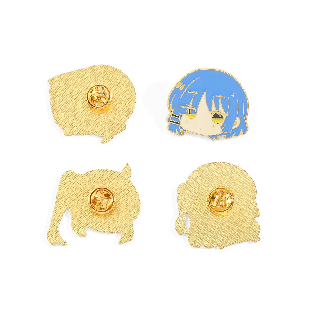 4PCS Bocchi The Rock! Badges Ryo Hitori Brooches Nijika Ikuyo Pins Kawaii Anime Brooches Pendant for Backpack Clothing Lapel Toy