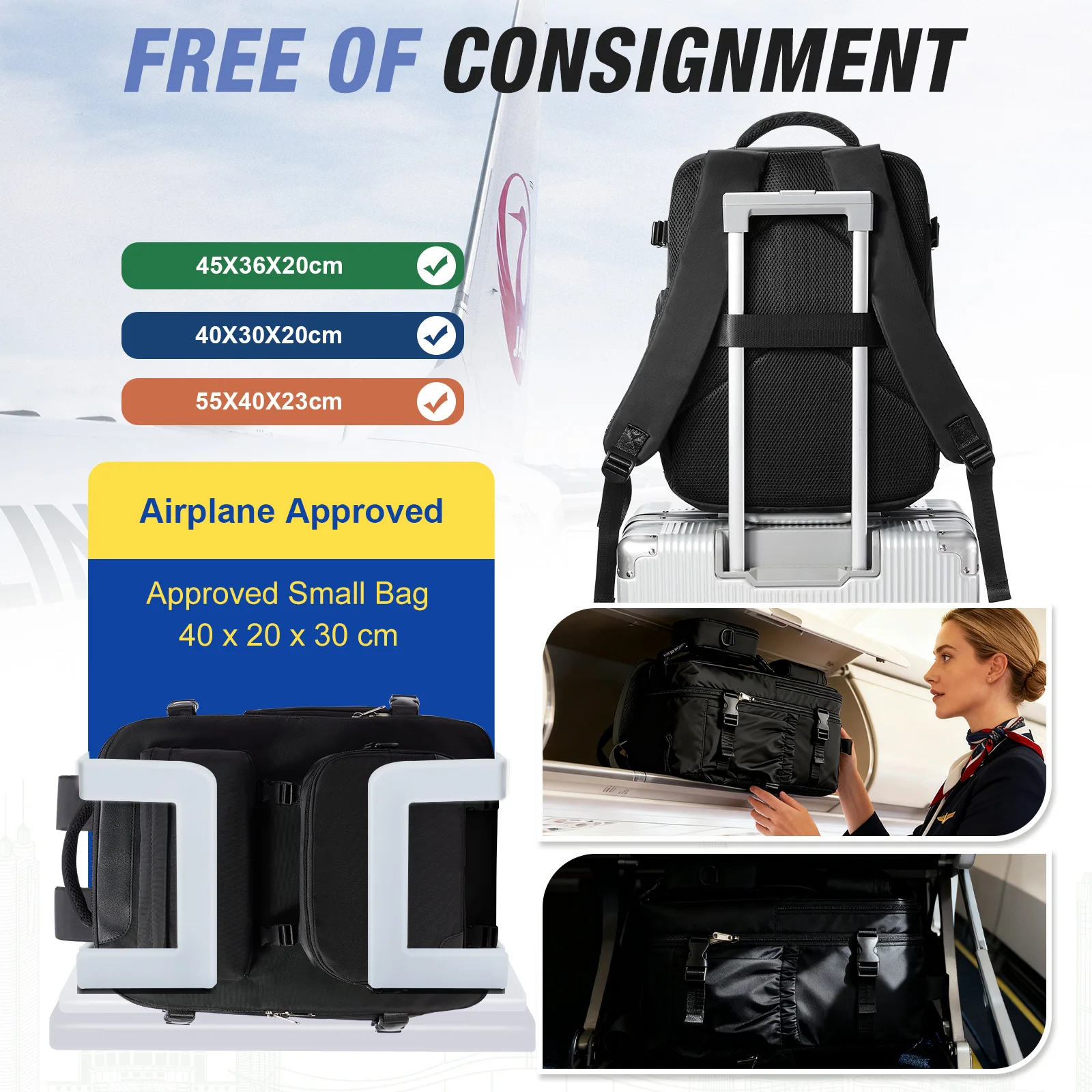 Wizzair المقصورة الأمتعة 40x30x20 اليد الأمتعة حقيبة السفر Ryanair حمل على الرجال النساء 15.6 بوصة حقائب الكمبيوتر المحمول جلب حقيبة صغيرة #5