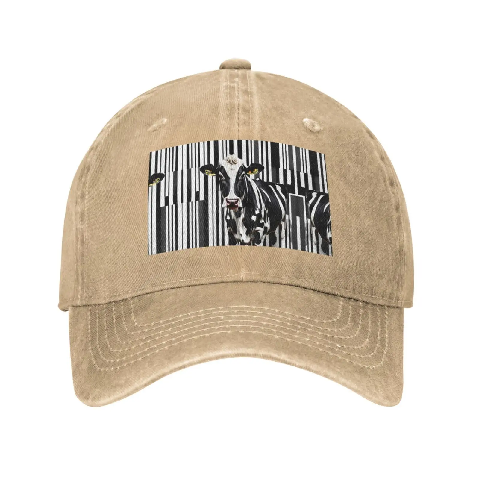 Black White Milk Cow Baseball Cap Adjustable Twill Bulk with Ponytail Hole Washed Dad Hat for Men Women