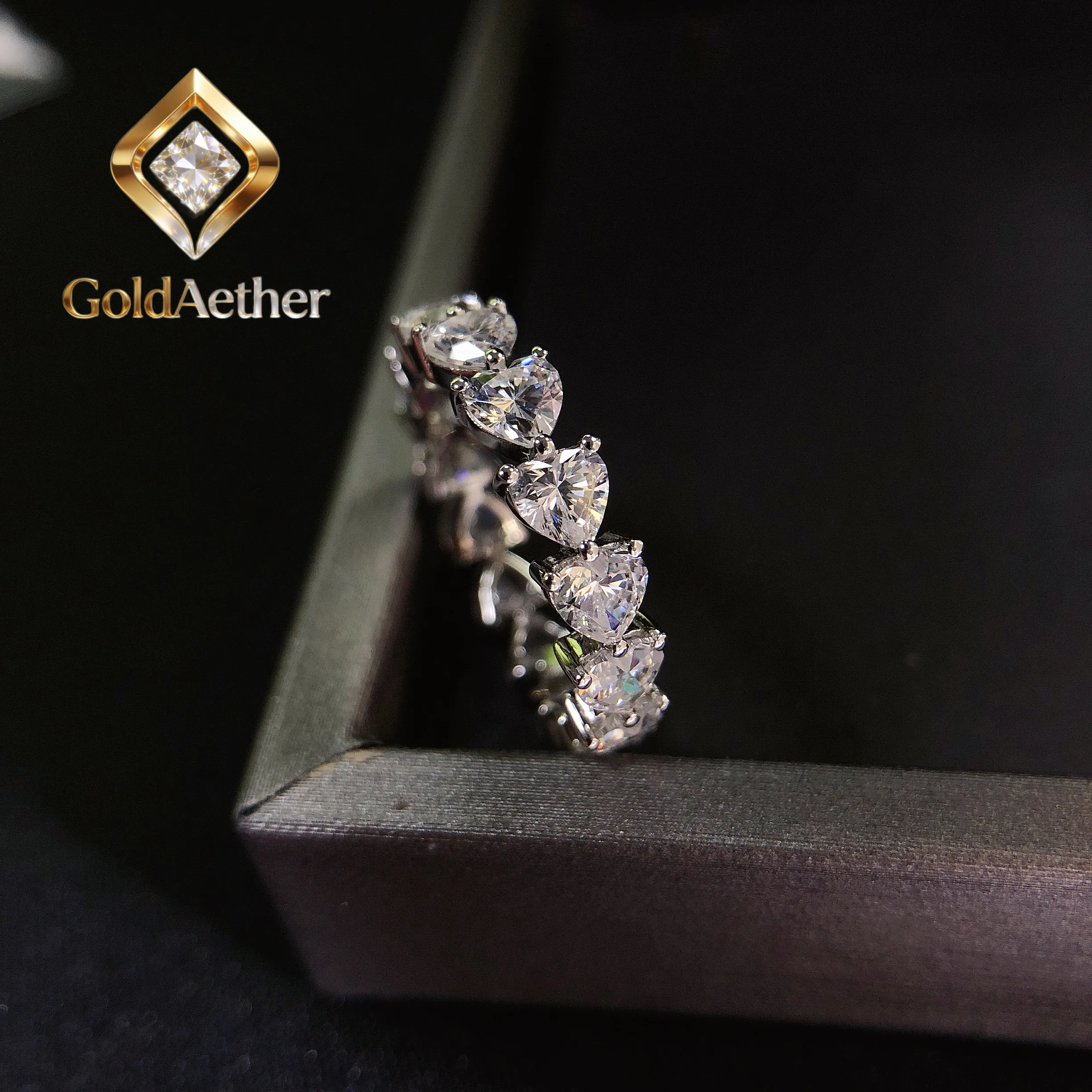 

Кольцо GoldNouveau Full Eternity с бриллиантом в форме сердца 0.3 карата, для помолвки, женское, из цельной платины 925 пробы, свадебное украшение