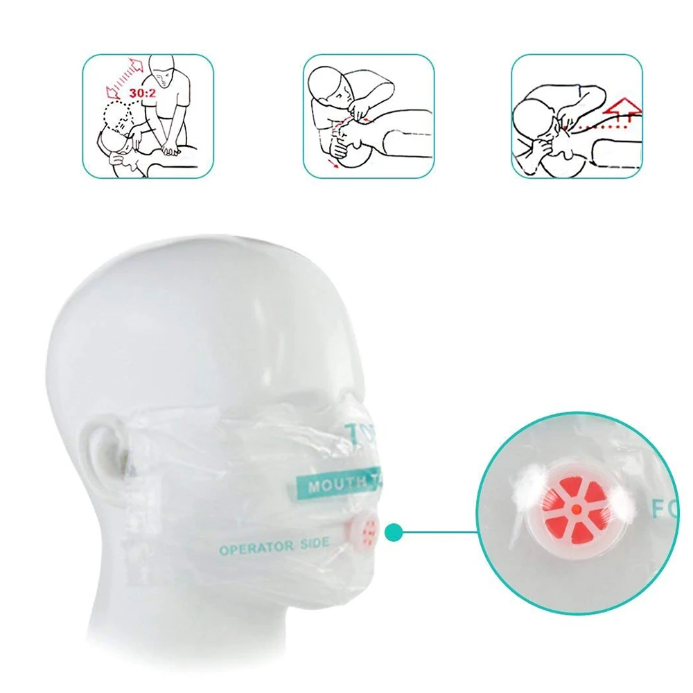 응급 처치 기술 훈련 연습용 보호 안면 보호구, CPR 소생기 키체인, 응급 입 호흡 구조 마스크