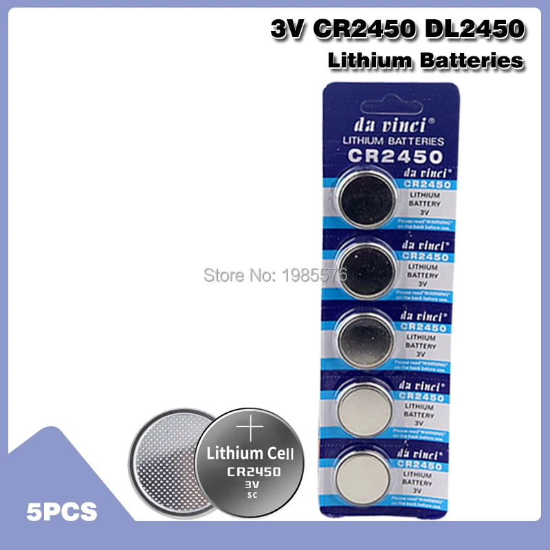 5pcs 3V CR 2450 CR2450 Lithium Batteries KCR2450 5029LC LM2450 Button Cell Coin Battery For Watch Electronic Toy Remote