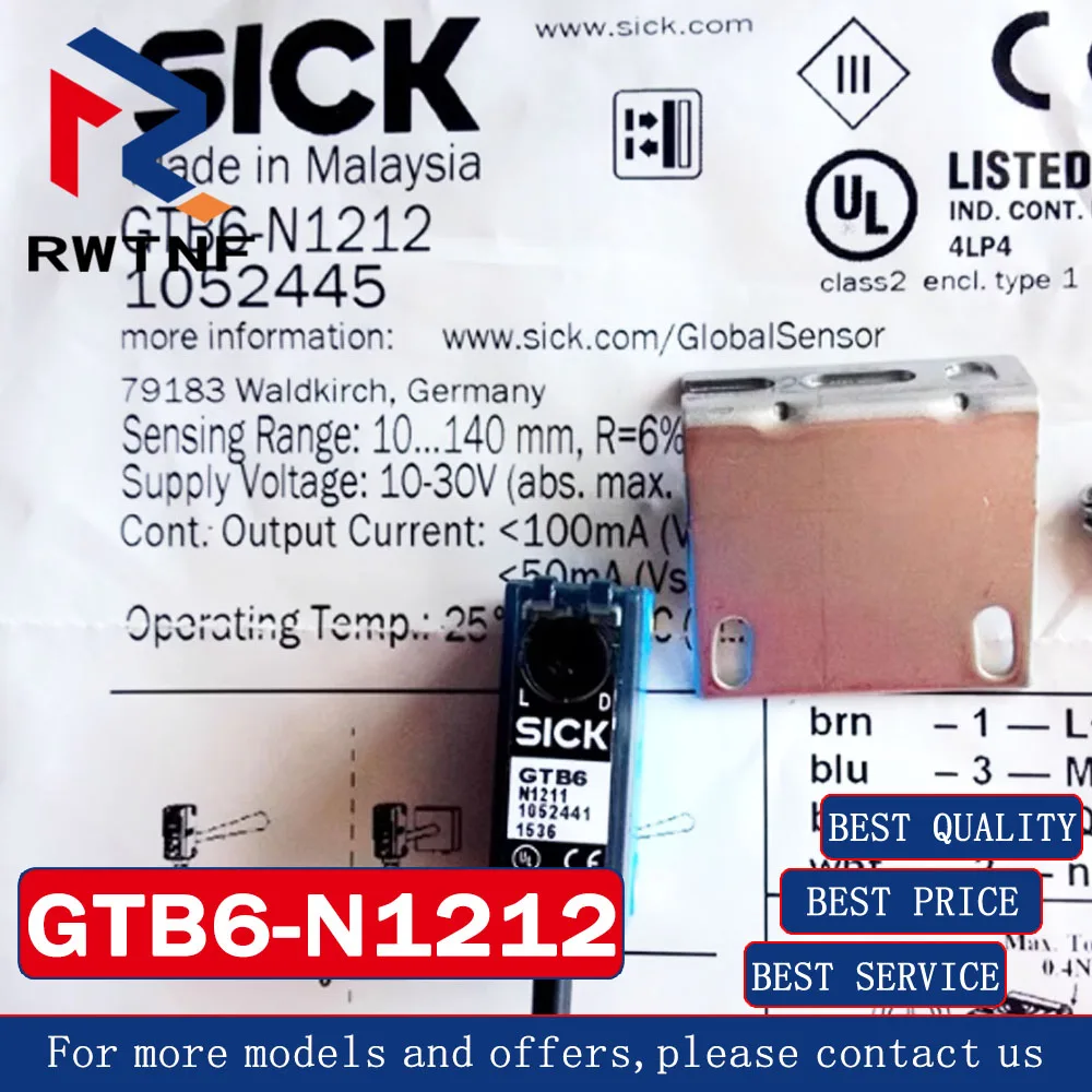 Capteur de type laser à réflexion diffuse, interrupteur photoélectrique carré malade GTB6-N1212 authentique, stock d'entrepôt 100% original