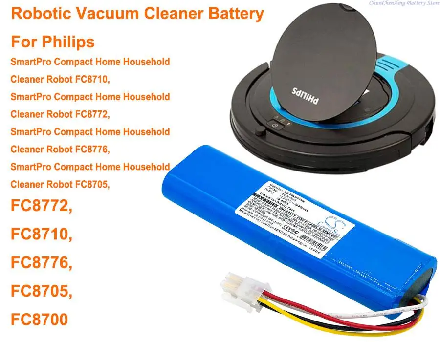 Cameron Sino 2600mAh Battery for Philips SmartPro Compact Home Household Cleaner Robot FC8705, FC8710, FC8772, FC8776, FC8700