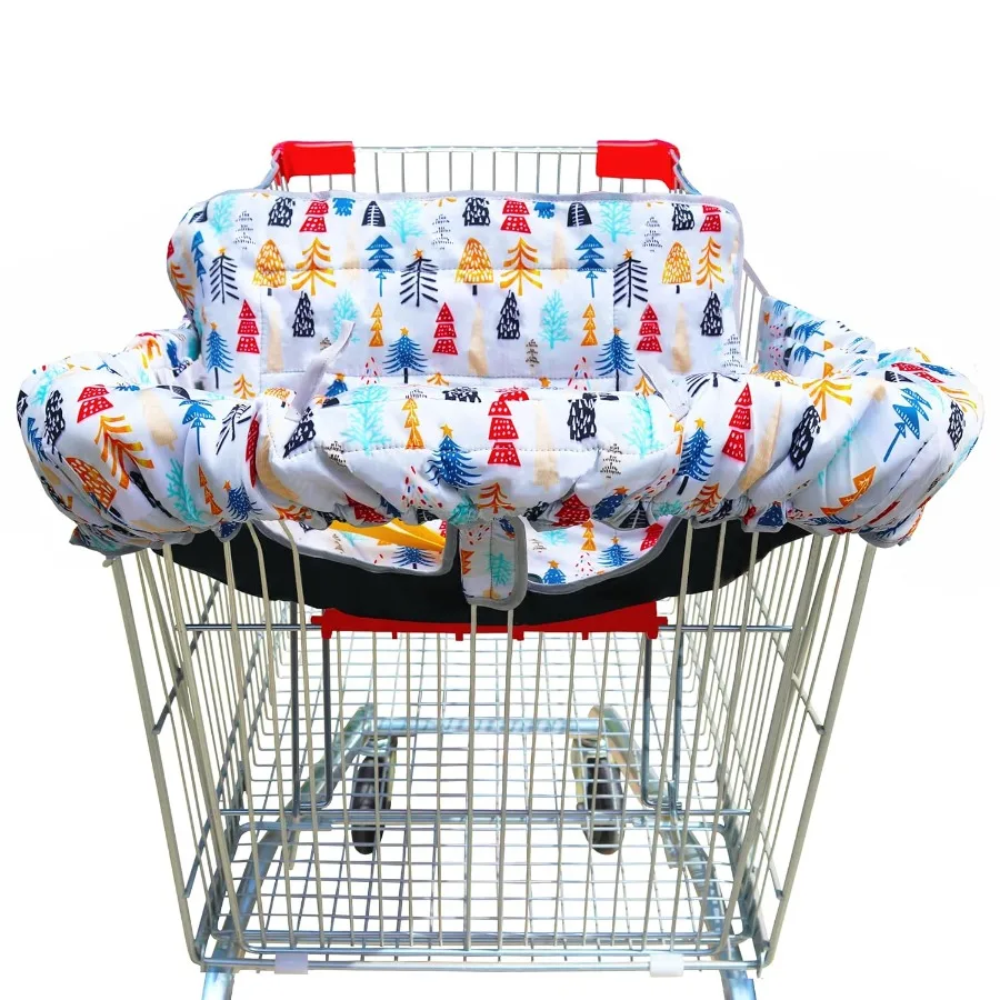 Penutup Keranjang Belanja dan Kursi Tinggi 2 in 1 yang Dapat Dibalik untuk Kursi Restoran, Dapat Dicuci dengan Mesin, Pelindung Kursi Bayi, Balita, dan Anak