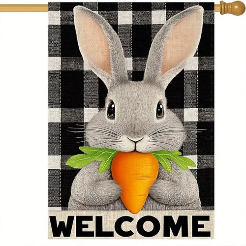Happy Easter Garden Flag 12x18 Inch Double Sided Welcome Bunny Carrot Buffalo... EEJ UUN
