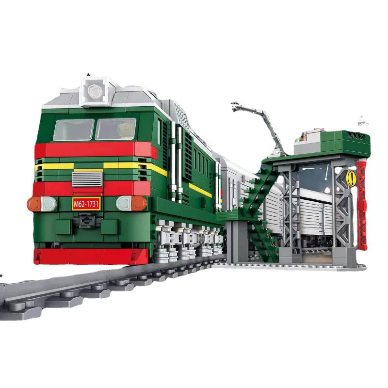

World War Soviet Union SS-24 Missile Vehicle Railway Train Construction Model BuildING Block WW2 Army Figure Brick Toys For Gift