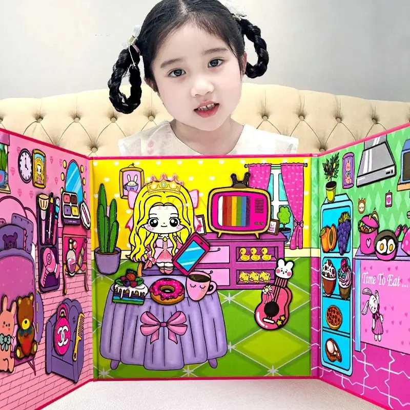 1book Rich Girl Poor Girl Magnetic Quiet Book Dress Up Strong Magnetic Adhesive Creative Toy