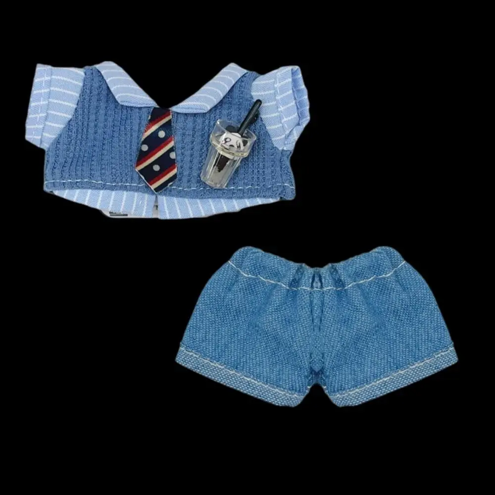 10cm Doll Clothes Changing Dress Game Blue Brown Doll Blouse Pants Suit Cosplay Photo Prop Mini Shirt Necktie Pants Set Gift