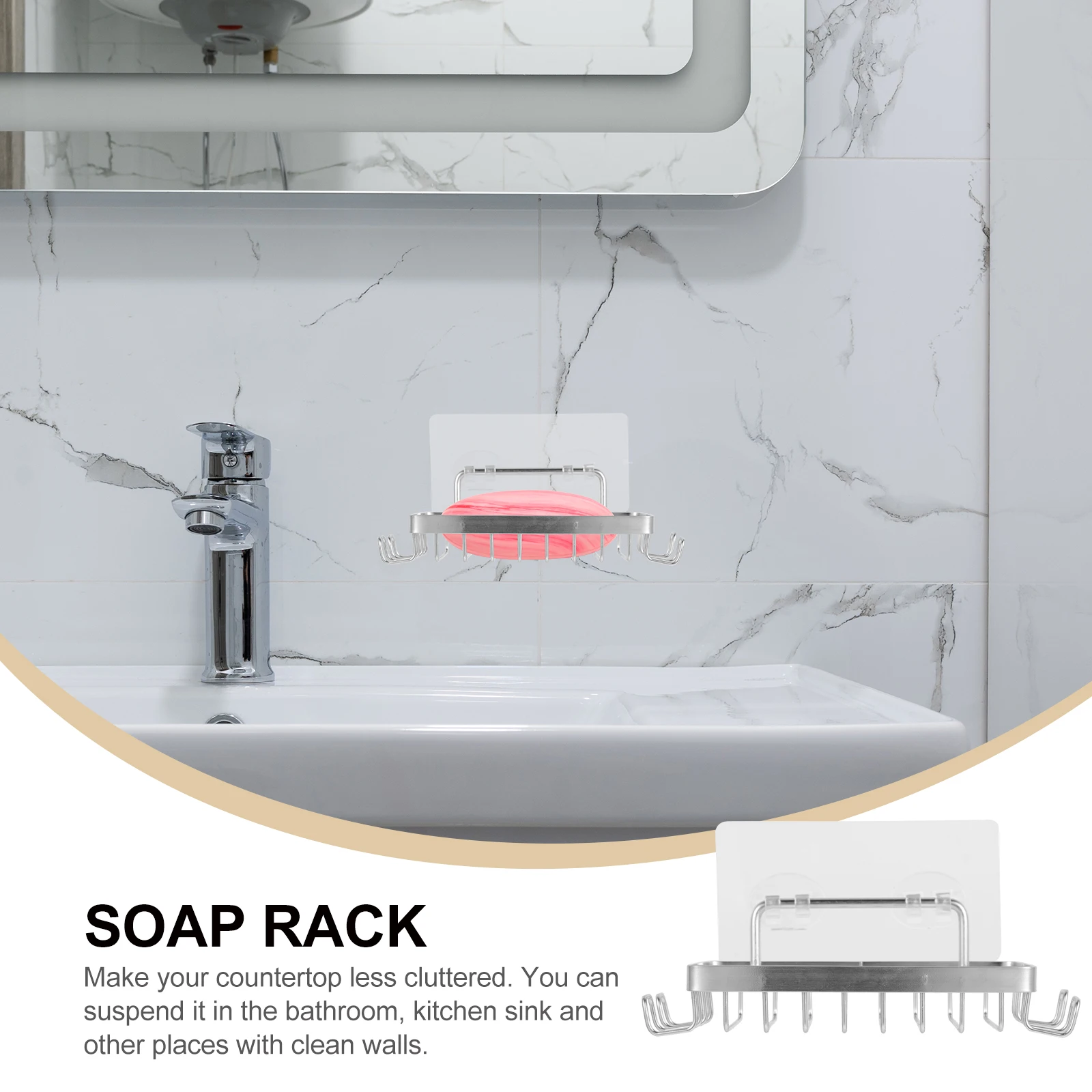 

Stainless Steel Soap Dish Holder Wall Mounted Punch Free Draining Slotted Case Bathroom Storage Rack Metal Bar Soap ganizer