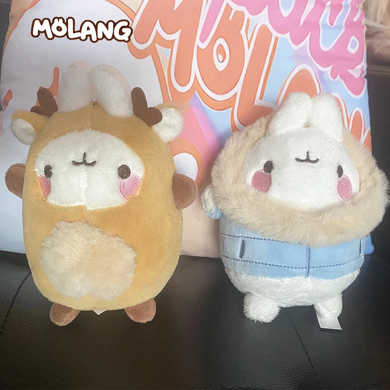 

Новинка 2024, подлинный костюм Molang Kawaii, милый плюшевый кролик, брелок, подвесная игрушка, аниме Мультяшные мягкие набивные куклы, детские подарки