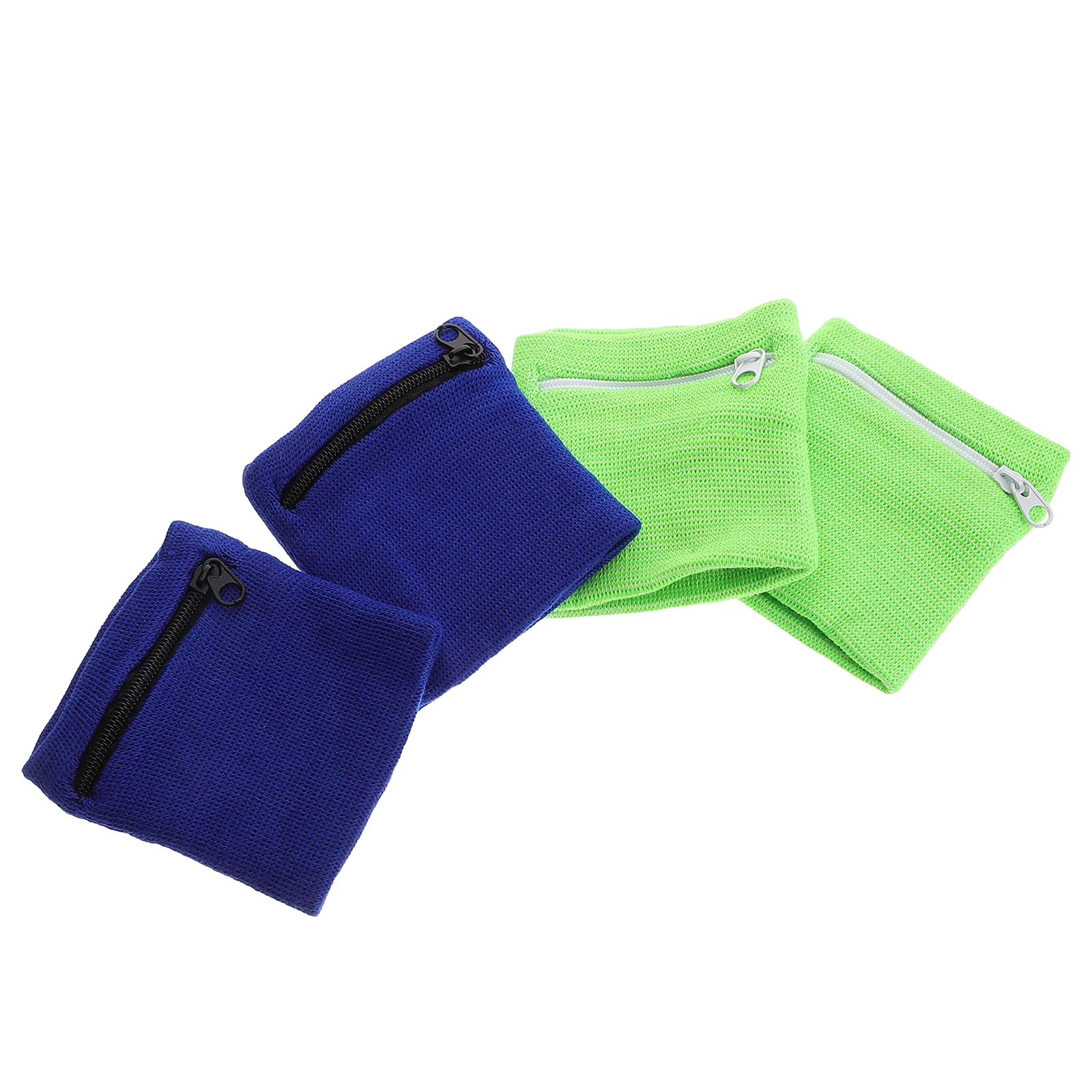 

4pcs Wristbands Sweatbands Sports Wrist Guard Arm Cover Breathable Cotton Football Fitness Gym Key Pocket Zipper for Women Men