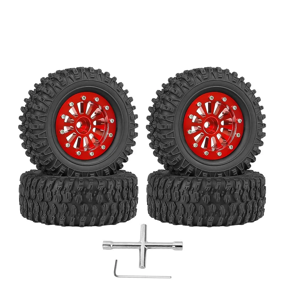 

4pcs 65mm 1.3" Metal Beadlock Wheel Tire Set for 1/18 1/24 RC Crawler Car TRX4M SCX24 AX24 FCX24 Upgrade Parts