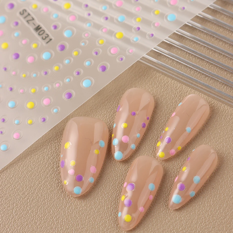 Polka Dot Nail Stickers - Colorful French Polka Dot Patterns Self-Adhesive Nail Decals For Nail art Decoration DIY view 4