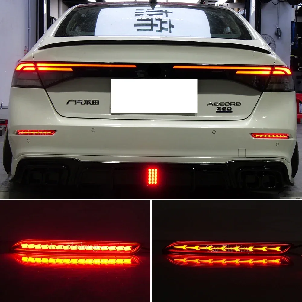 New！ For Honda Accord 2023 MK11 12V LED Bumper Light Rear Fog Lamp Brake Light Dynamic Turn Signal Reflector