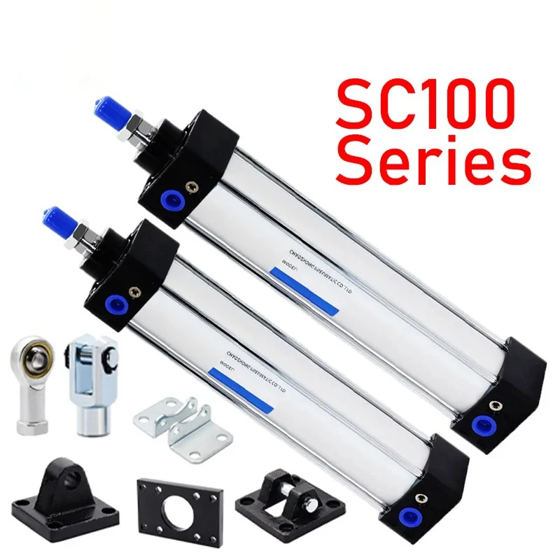 

SC100 Air Cylinder Standard Bore 100mm Stroke 25-1000mm Double Acting With Magnetic Aluminium Alloy Pneumatic Cylinders