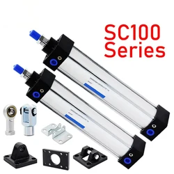 SC100 Air Cylinder Standard Bore 100mm Stroke 25-1000mm Double Acting With Magnetic Aluminium Alloy Pneumatic Cylinders