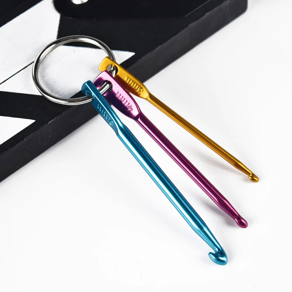 3Sizes/set New Multicolour Crafts Tools Knitting Needles Keychain Crochet Hooks Aluminum