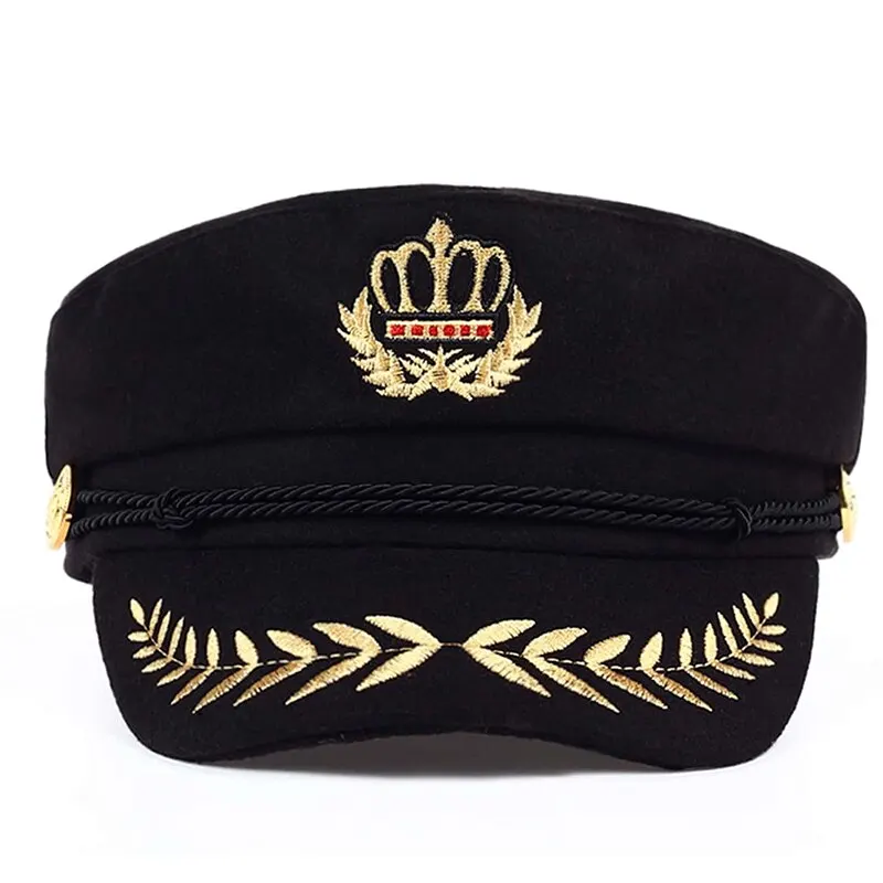 Crown Wheat Ear Embroidery Military Hats Flat Top Baseball Caps For Women Outdoor Sports Military Hats Cadet Sunscreen Hats