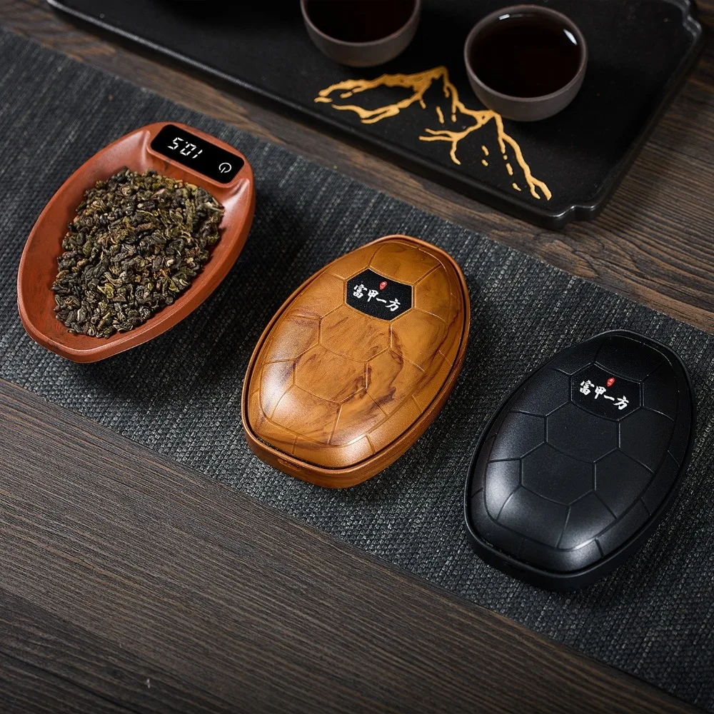 

Tortoise Shell Pattern Electronic Tea Scale Long-lasting Battery Life 0.1 Gram Accuracy Digital Scale Plastic Touchscreen